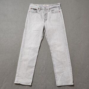 Levis Wedgie Straight Button Fly High Rise Premium Jeans Gray Black Wash Size 26